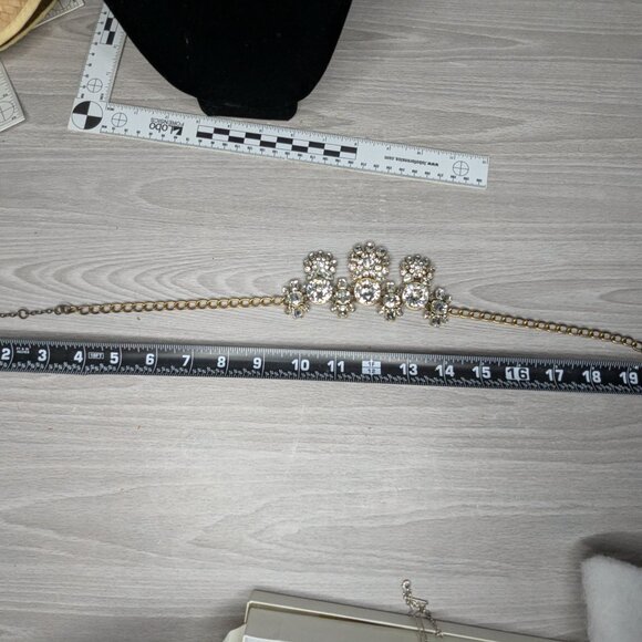 Vintage J Crew Signed Statement Bib Necklace Gold Tone Chain w/Lobster Claw - Picture 11 of 13